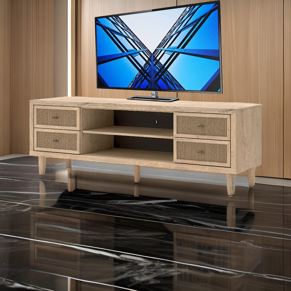 Ashley Ciel Large TV Media Console | 4 Drawers | 2 Shelves | Brown Wood | 72"