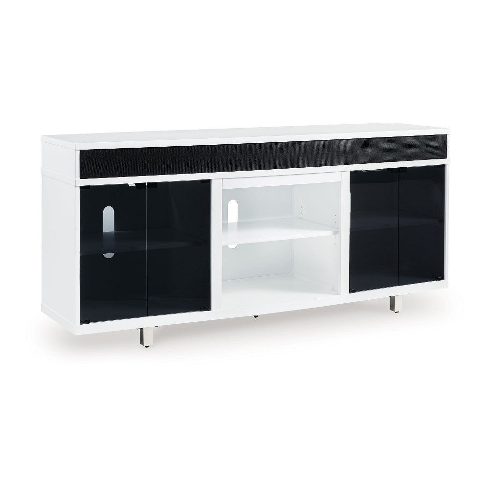 Ashley Ardon TV Media Console | Open Fireplace Area | White Black Wood | 72"
