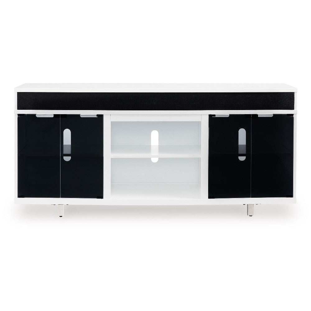 Ashley Ardon TV Media Console | Open Fireplace Area | White Black Wood | 72’’ BM327318
