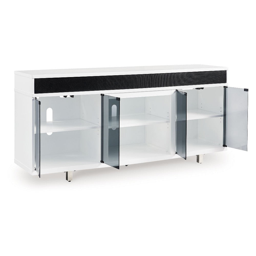 Ashley Ardon TV Media Console | Open Fireplace Area | White Black Wood | 72’’ BM327318
