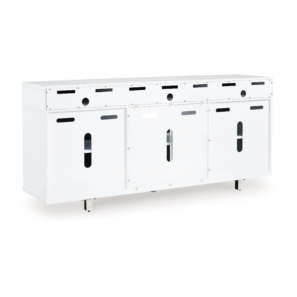 Ashley Ardon TV Media Console | Open Fireplace Area | White Black Wood | 72’’ BM327318
