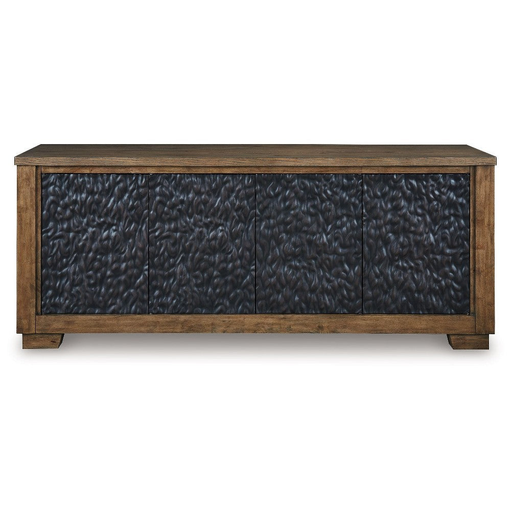 Ashley Wain TV Media Console | 3 Cabinets | Brown and Black Wood | 80’’ BM327319