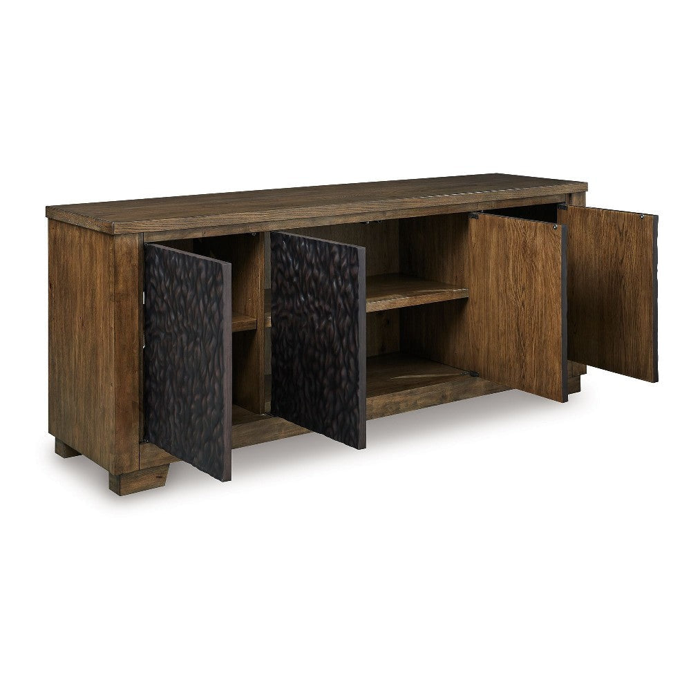 Ashley Wain TV Media Console | 3 Cabinets | Brown and Black Wood | 80’’ BM327319