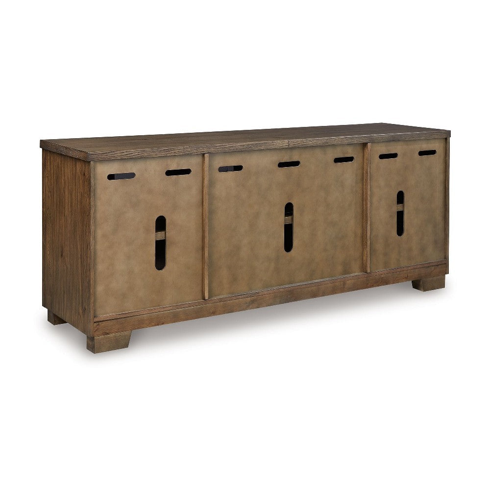 Ashley Wain TV Media Console | 3 Cabinets | Brown and Black Wood | 80’’ BM327319