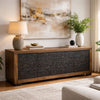 Ashley Wain TV Media Console | 3 Cabinets | Brown and Black Wood | 80"