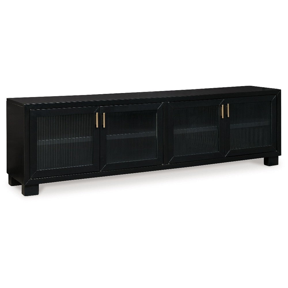 Ashley Bardi TV Media Console | Black Wood |4 Glass Doors | Metal | 85’’ BM327322