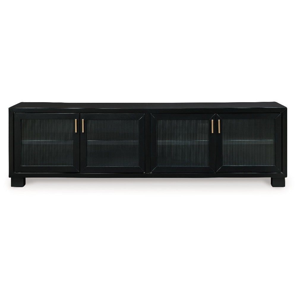Ashley Bardi TV Media Console | Black Wood |4 Glass Doors | Metal | 85’’ BM327322