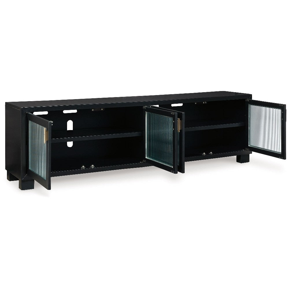 Ashley Bardi TV Media Console | Black Wood |4 Glass Doors | Metal | 85’’ BM327322