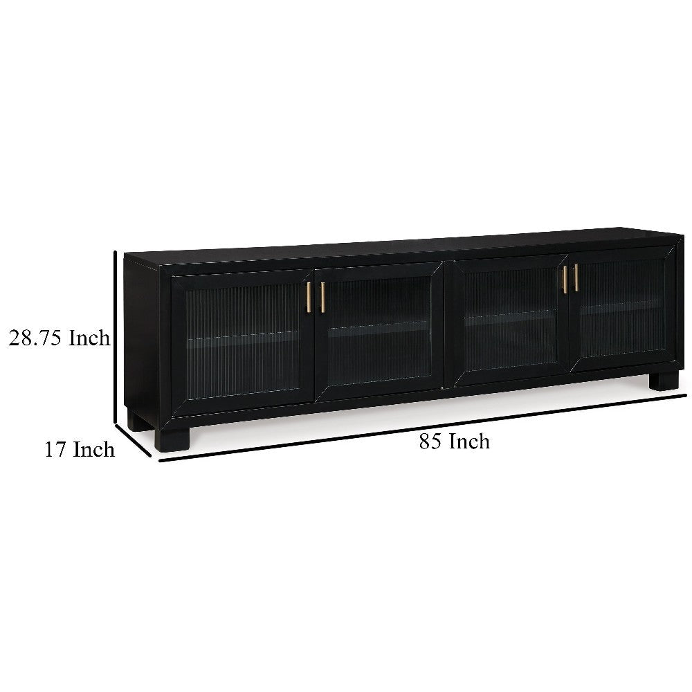 Ashley Bardi TV Media Console | Black Wood |4 Glass Doors | Metal | 85’’ BM327322