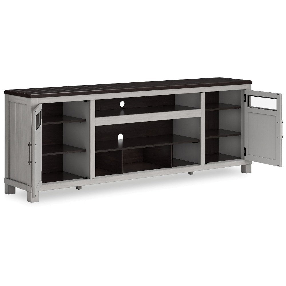Ashley Darn TV Media Console | Open Space | Gray | Brown Acacia Wood | 88’’ BM327323