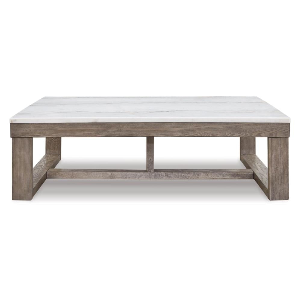 Ashley Aska Cocktail Coffee Table | Block Profile | Marble | 56’’ Taupe Gray BM327326