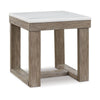 Ashley Aska Side End Table | Block Profile | Marble | 24" Taupe Gray Wood