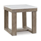 Ashley Aska Side End Table | Block Profile | Marble | 24" Taupe Gray Wood