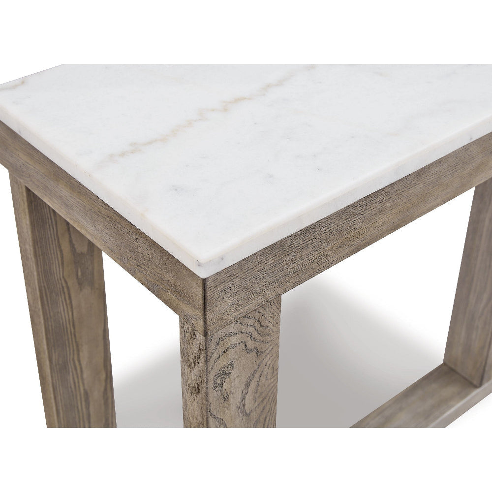 Ashley Aska Sofa Console Table | Block Profile | Marble Top | 64’’ Taupe Gray BM327328