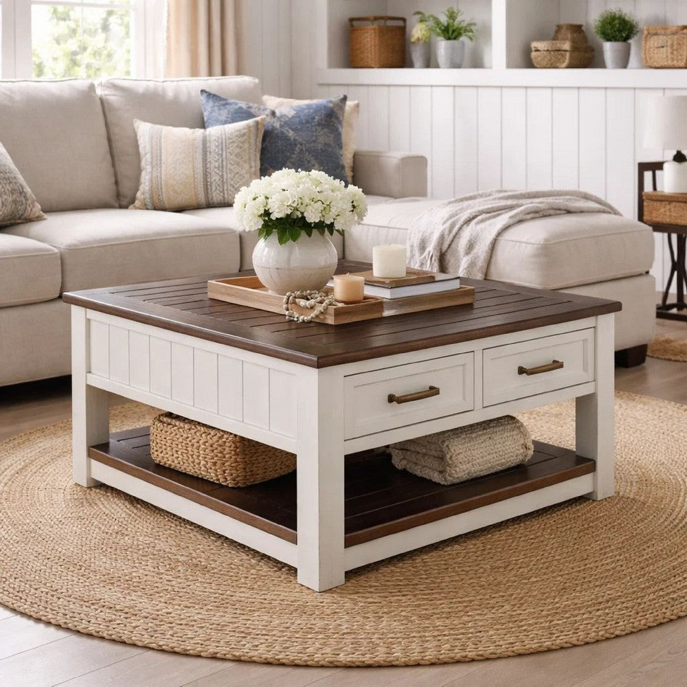 Ashley Barb Coffee Table | 2 Drawers and Lift Top | 36" Gray Acacia Wood