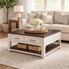 Ashley Barb Coffee Table | 2 Drawers and Lift Top | 36" Gray Acacia Wood