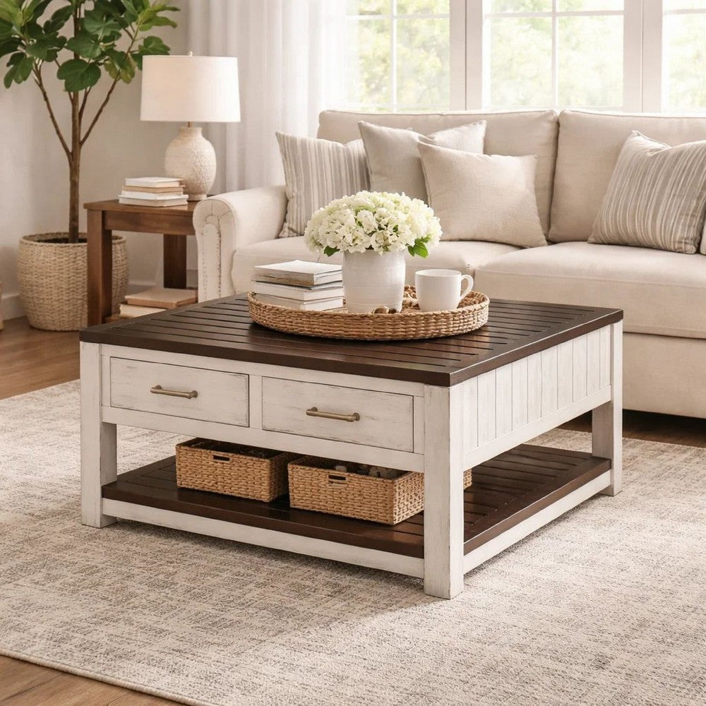 Ashley Barb Coffee Table | 2 Drawers and Lift Top | 36" Gray Acacia Wood