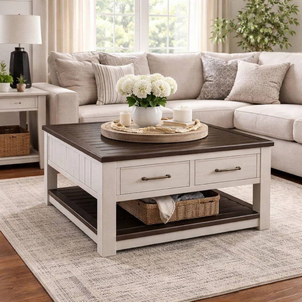 Ashley Barb Coffee Table | 2 Drawers and Lift Top | 36" Gray Acacia Wood