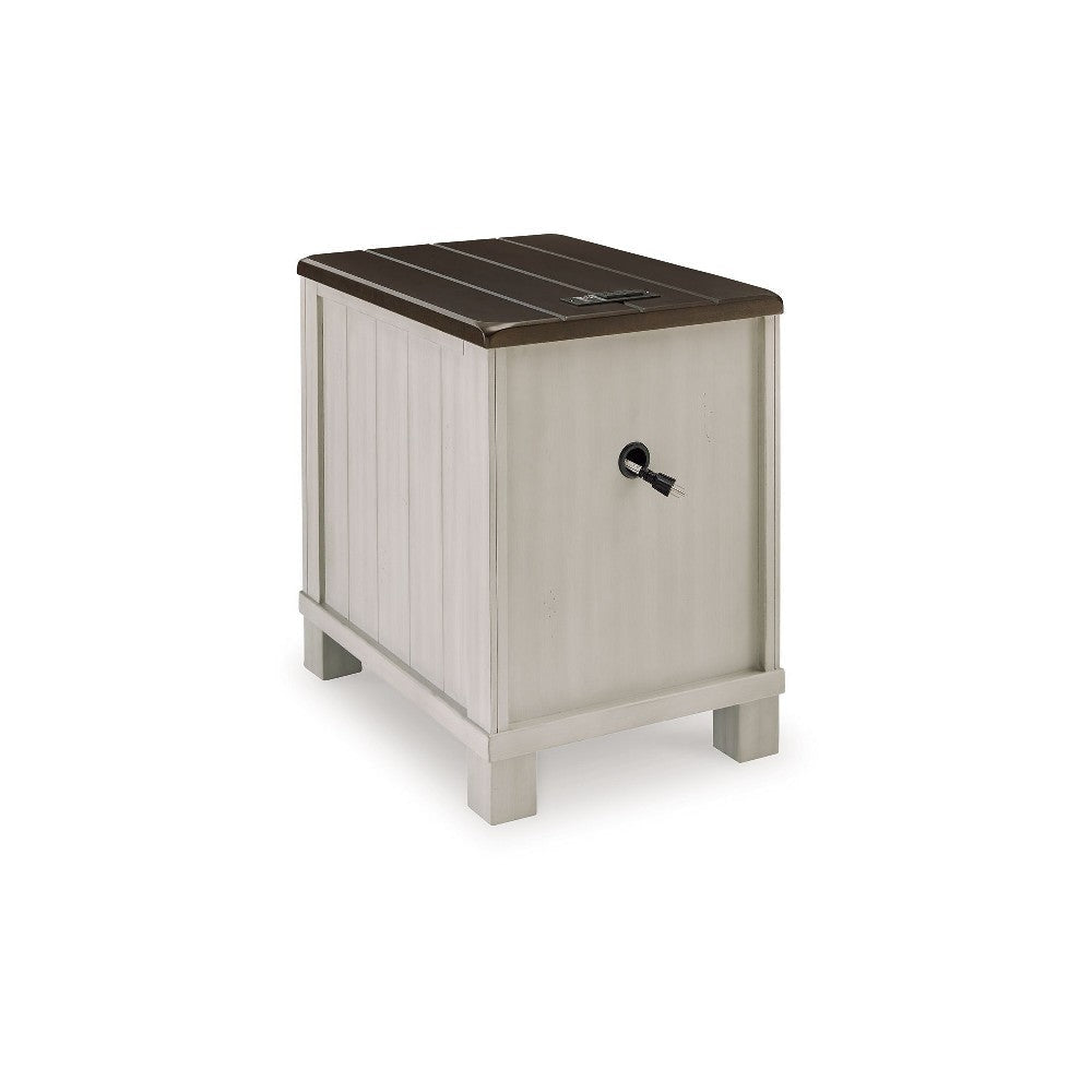 Ashley Barb Chairside End Table | 3 Drawers | 24’’ Glazed Gray Acacia Wood BM327332