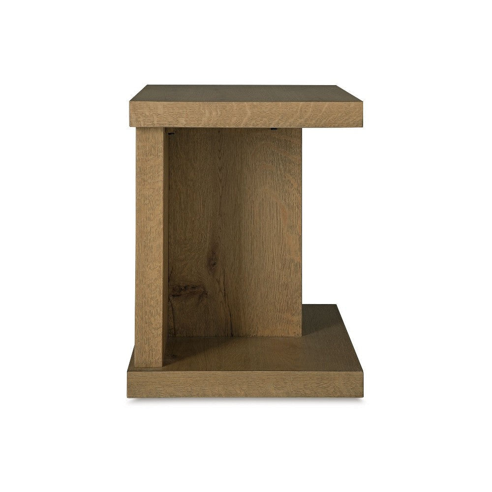 Ashley Anay Chairside Table with Dual USB Port | 22’’ Brown Rustic Oak Finish BM327335