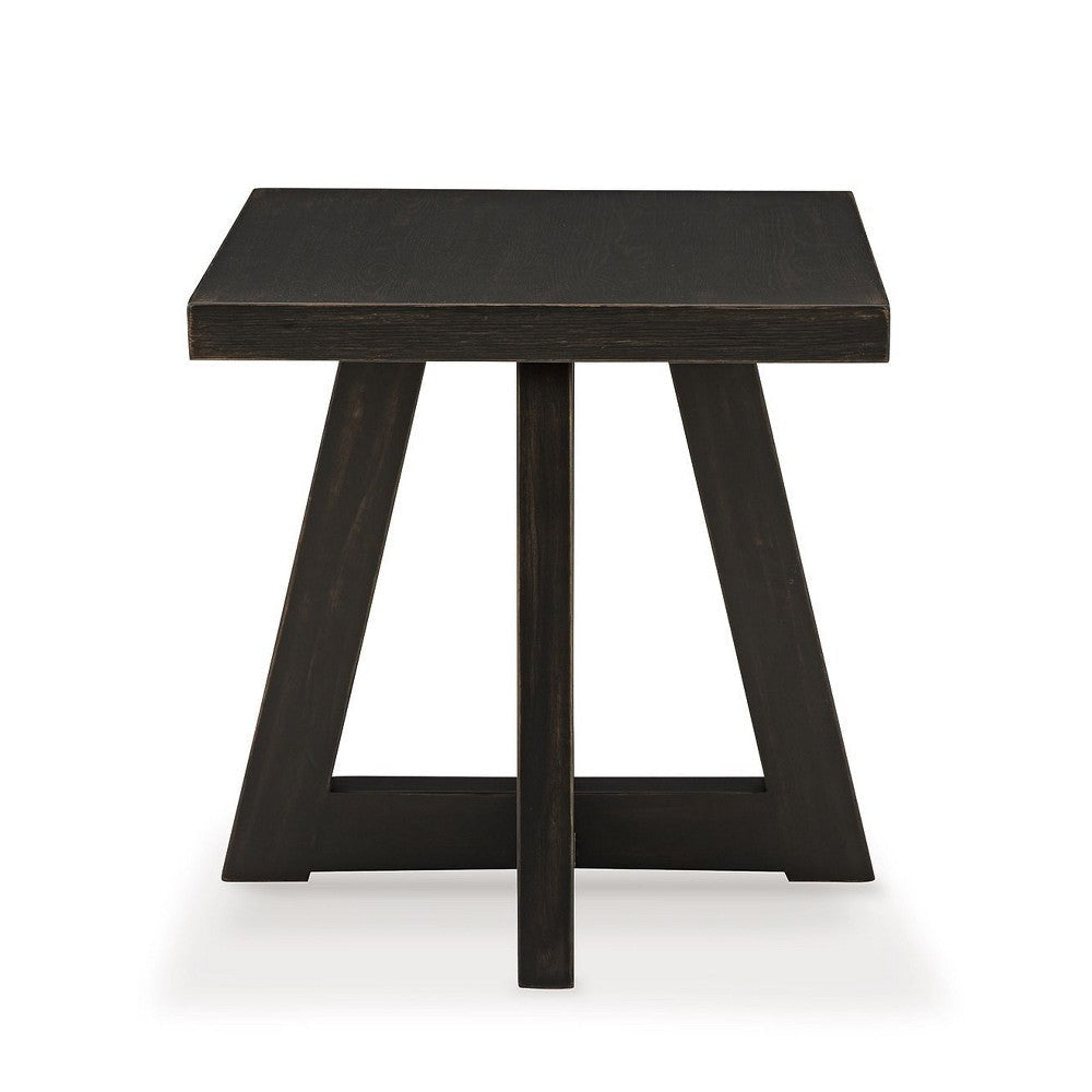 Ashley Dani Side End Table | Angled Legs | Square 24’’ Black Hardwood Top BM327337