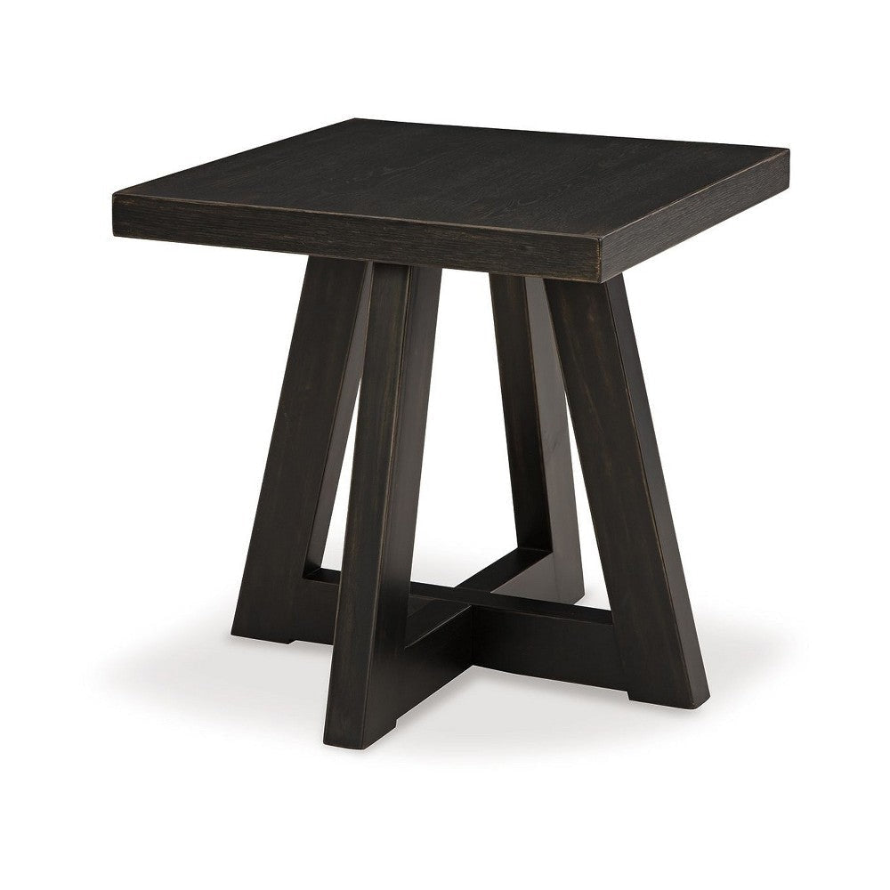Ashley Dani Side End Table | Angled Legs | Square 24’’ Black Hardwood Top BM327337