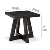 Ashley Dani Side End Table | Angled Legs | Square 24’’ Black Hardwood Top BM327337