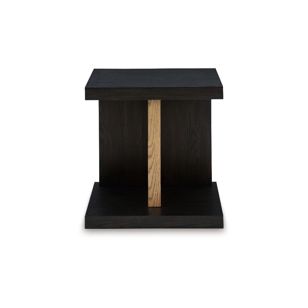 Ashley Copa Chairside End Table | Dual USB Port | 22’’ Oak Brown and Black BM327342