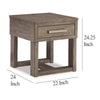Ashley Aska Rectangular Side End Table with Drawer | USB Port | 24’’ Gray BM327343