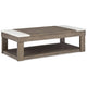 Ashley Aska Lift Top Coffee Table | Caster Wheels | 56" Weathered Gray Wood
