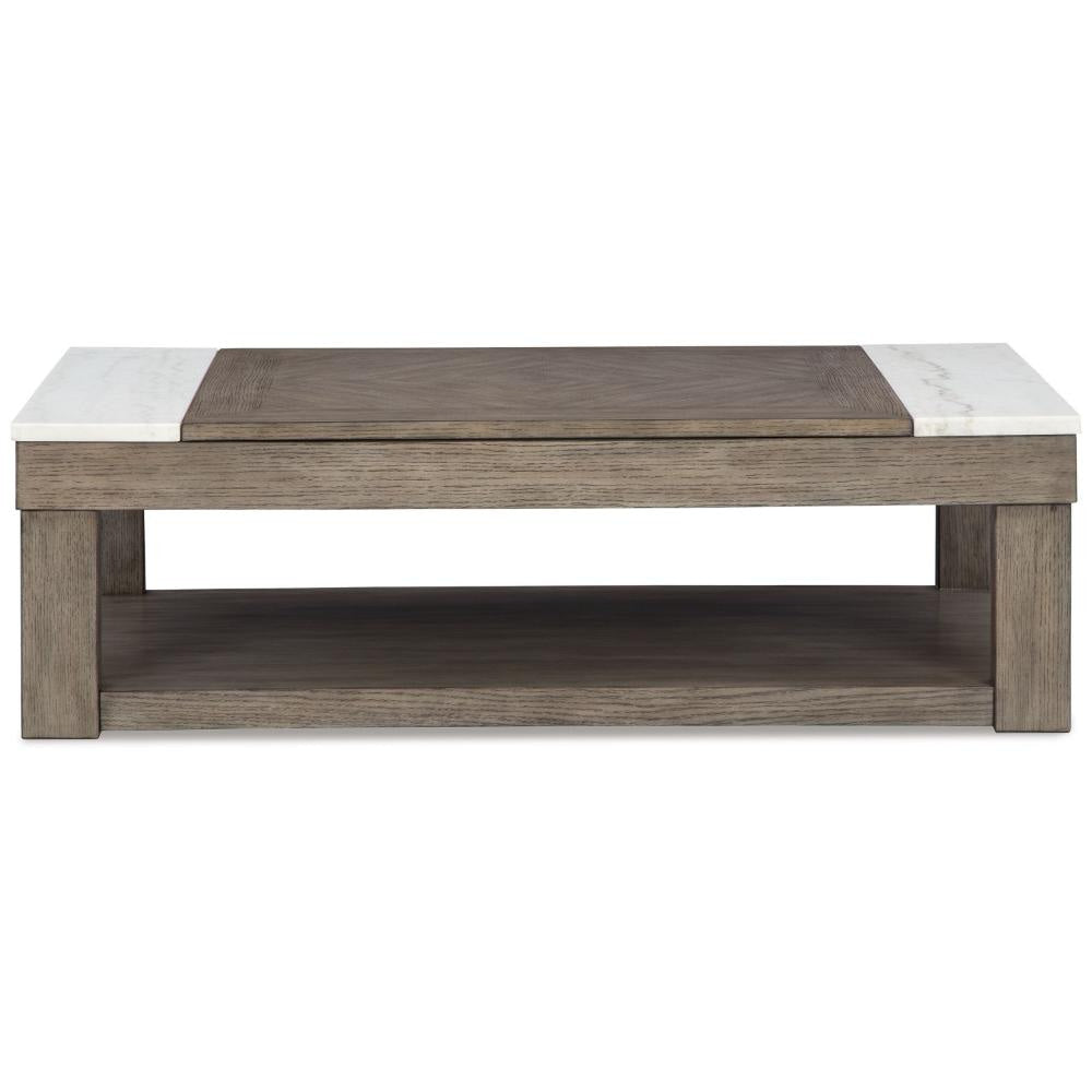 Ashley Aska Lift Top Coffee Table | Caster Wheels | 56’’ Weathered Gray Wood BM327344