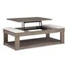 Ashley Aska Lift Top Coffee Table | Caster Wheels | 56’’ Weathered Gray Wood BM327344