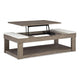 Ashley Aska Lift Top Coffee Table | Caster Wheels | 56’’ Weathered Gray Wood BM327344