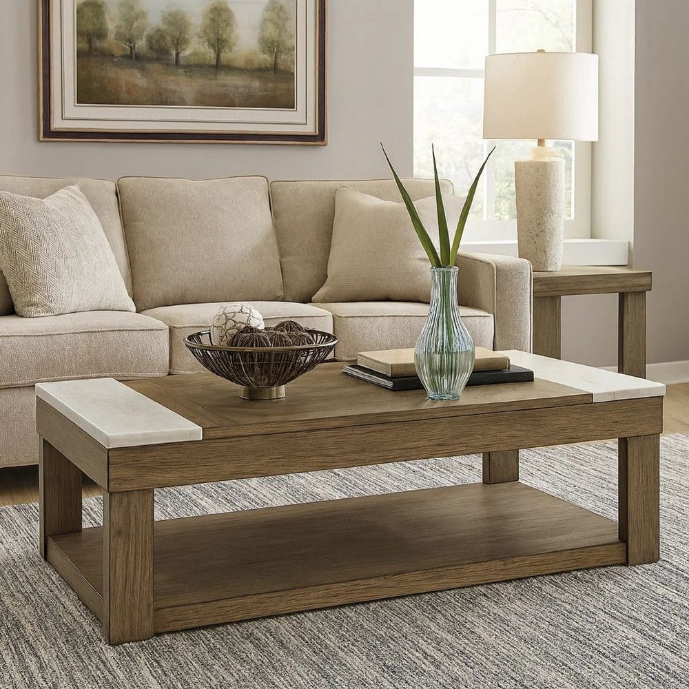 Ashley Aska Lift Top Coffee Table | Caster Wheels | 56" Weathered Gray Wood