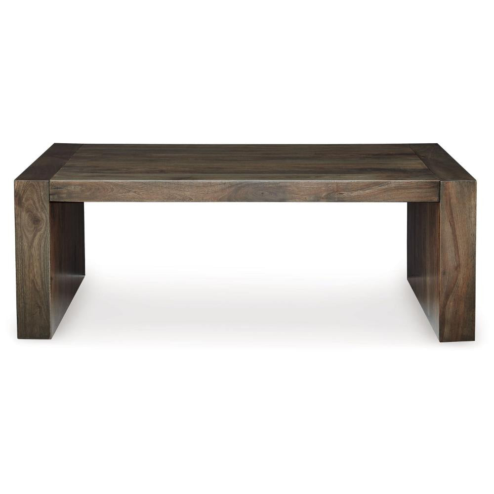 Ashley Dreg 3pc Cocktail Coffee Table and 2 Ottoman Set | Brown Panel Legs BM327347