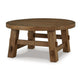 Ashley Ack Round Cocktail Coffee Table | Block Legs | 40’’ Brown Pine Wood BM327352