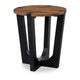 Ashley Leyi Round Side End Table | Black Angled Legs | 22" Brown Mango Wood