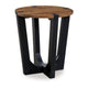 Ashley Leyi Round Side End Table | Black Angled Legs | 22’’ Brown Mango Wood BM327353