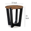 Ashley Leyi Round Side End Table | Black Angled Legs | 22’’ Brown Mango Wood BM327353