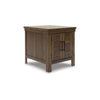 Ashley Chip Side End Table | Dual Door Cabinet | 26" Rustic Brown Wood Frame