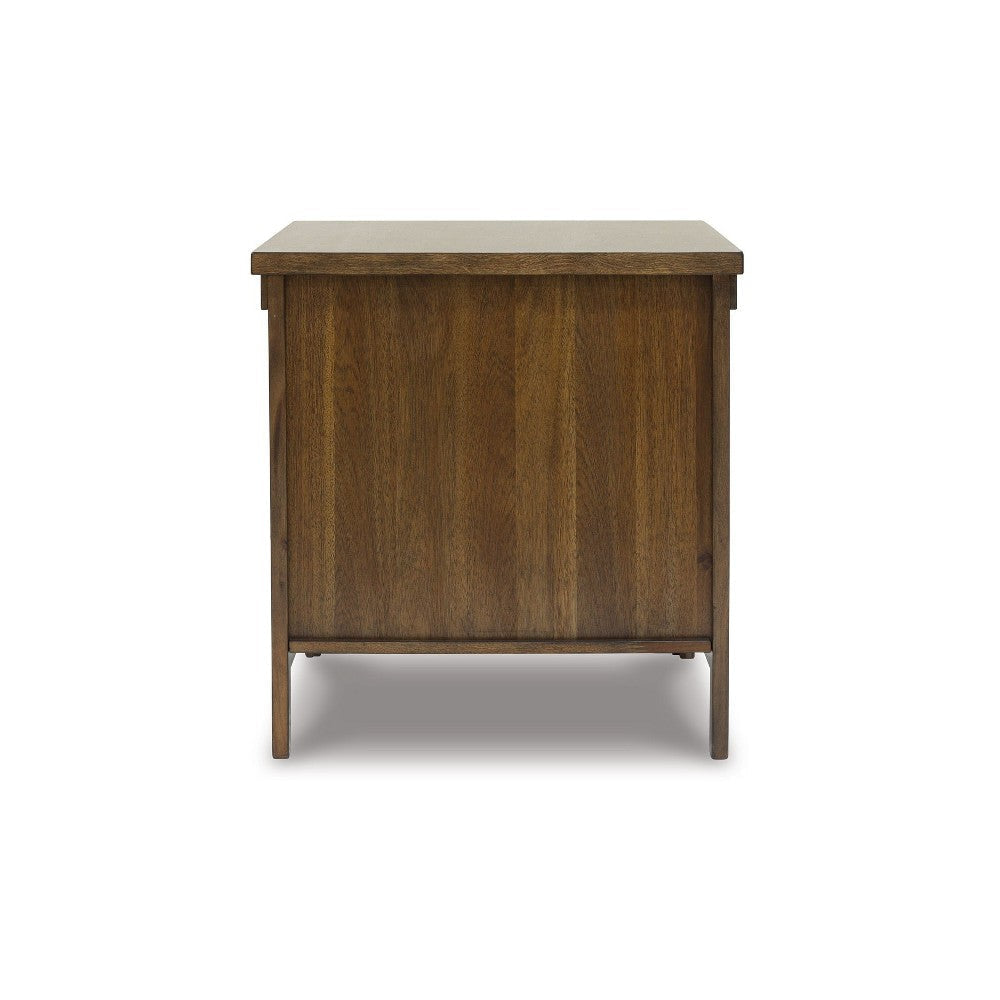 Ashley Chip Side End Table | Dual Door Cabinet | 26’’ Rustic Brown Wood Frame BM327357