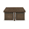 Ashley Olaf Coffee Table and 4 Nesting Stools Set | Brown Wood | Polyester