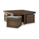 Ashley Olaf Coffee Table and 4 Nesting Stools Set | Brown Wood | Polyester BM327360
