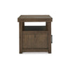 Ashley Olaf Side End Table | Open Shelf and Cabinet | 26’’ Brown Acacia Wood BM327361