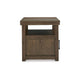 Ashley Olaf Side End Table | Open Shelf and Cabinet | 26’’ Brown Acacia Wood BM327361
