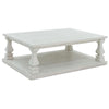 Ashley Dyne Cocktail Coffee Table | Plank Top | Balusters | 54" White Wood