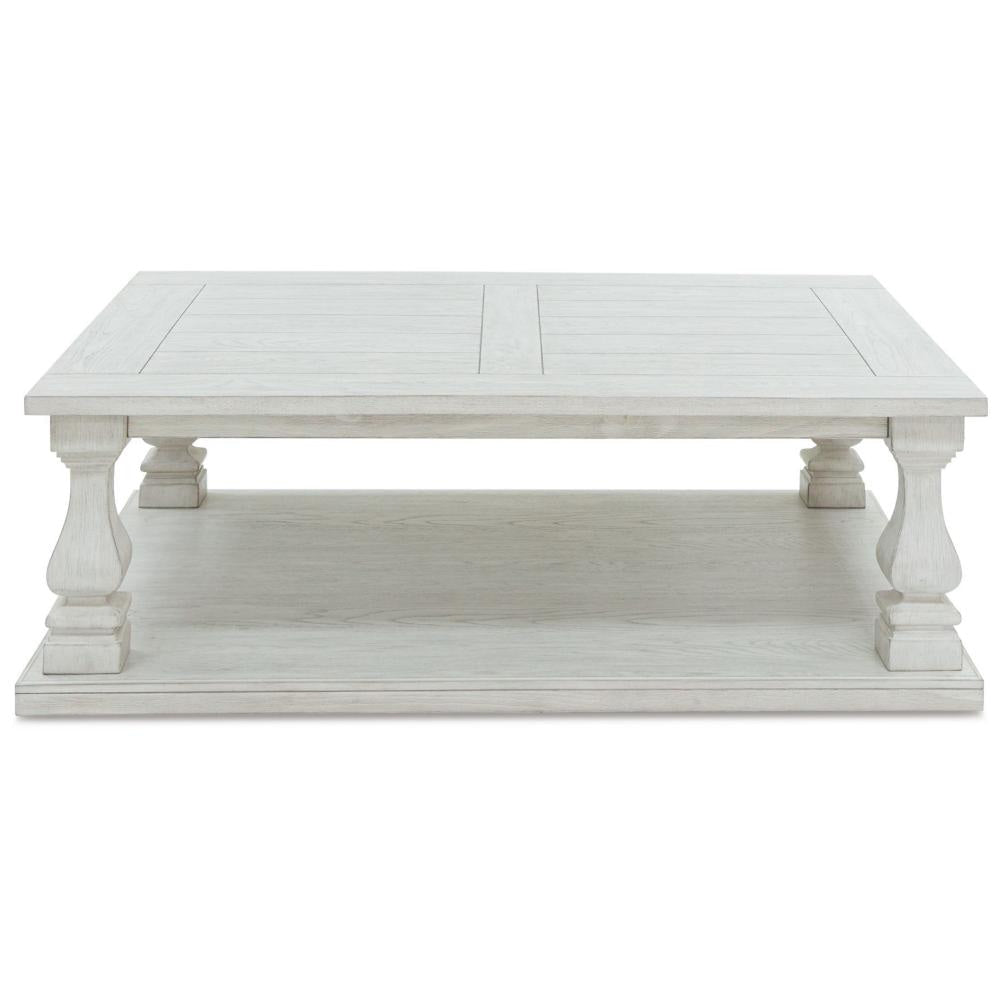 Ashley Dyne Cocktail Coffee Table | Plank Top | Balusters | 54’’ White Wood BM327362