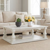 Ashley Dyne Cocktail Coffee Table | Plank Top | Balusters | 54" White Wood