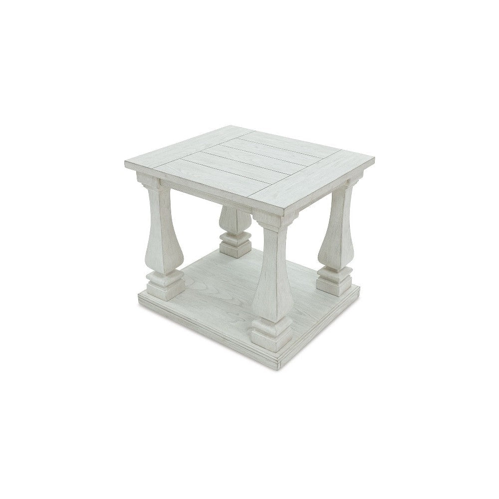 Ashley Dyne Side End Table | Plank Top | Baluster Legs | 27’’ White Hardwood BM327363