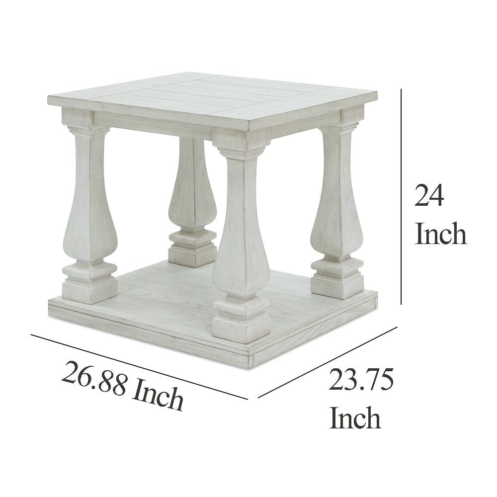 Ashley Dyne Side End Table | Plank Top | Baluster Legs | 27’’ White Hardwood BM327363